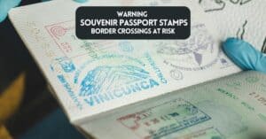 Cover image for blog post about souvenir passport stamps warning - image shows passport with stamps