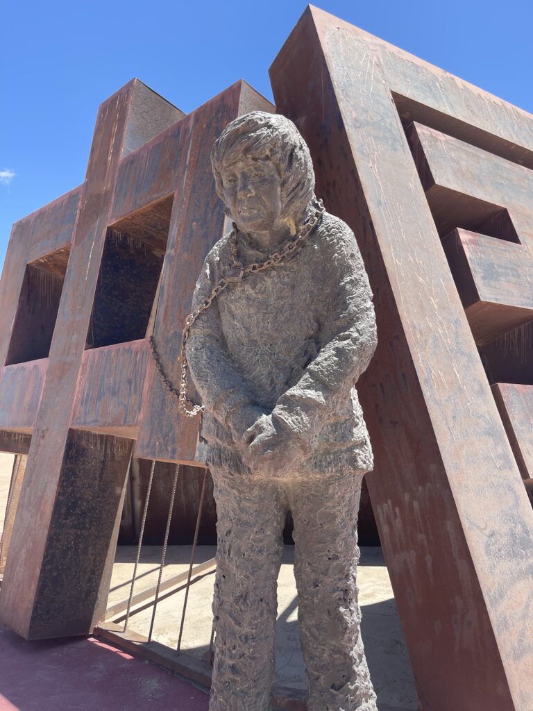 The Chained Woman sculpture at Liberty Sculpture Park in Yermo