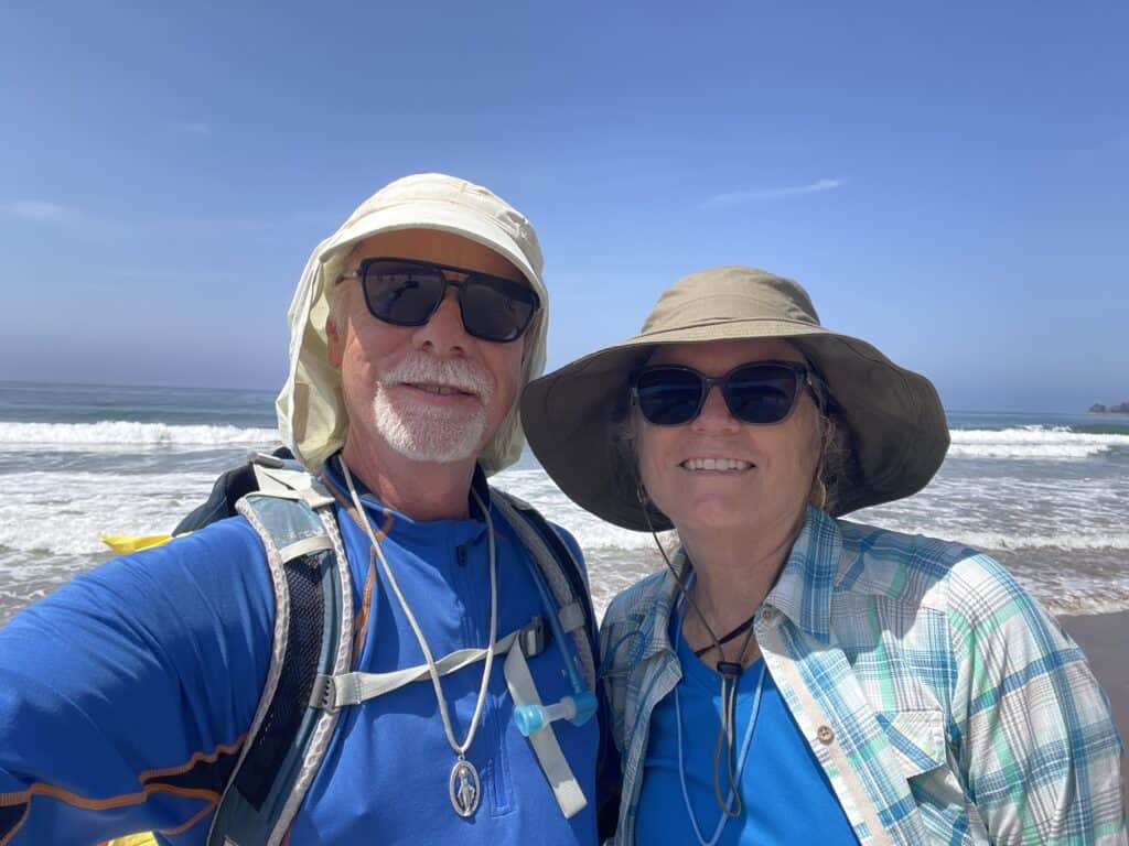 Julie and Art at the beach during Serra Pilgrimage 2026