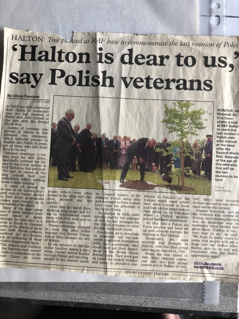 Newspaper article with headline: Halton is dear to us say Polish veterans