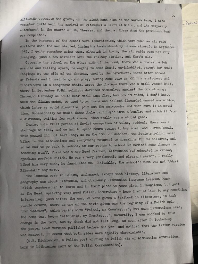 Page 2 of memoir of Stefan Arkadjusz Petrusewicz - from Polish Apprentice archives at RAF Halton