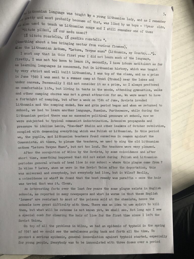 Page 3 of memoir of Stefan Arkadjusz Petrusewicz - from Polish Apprentice archives at RAF Halton