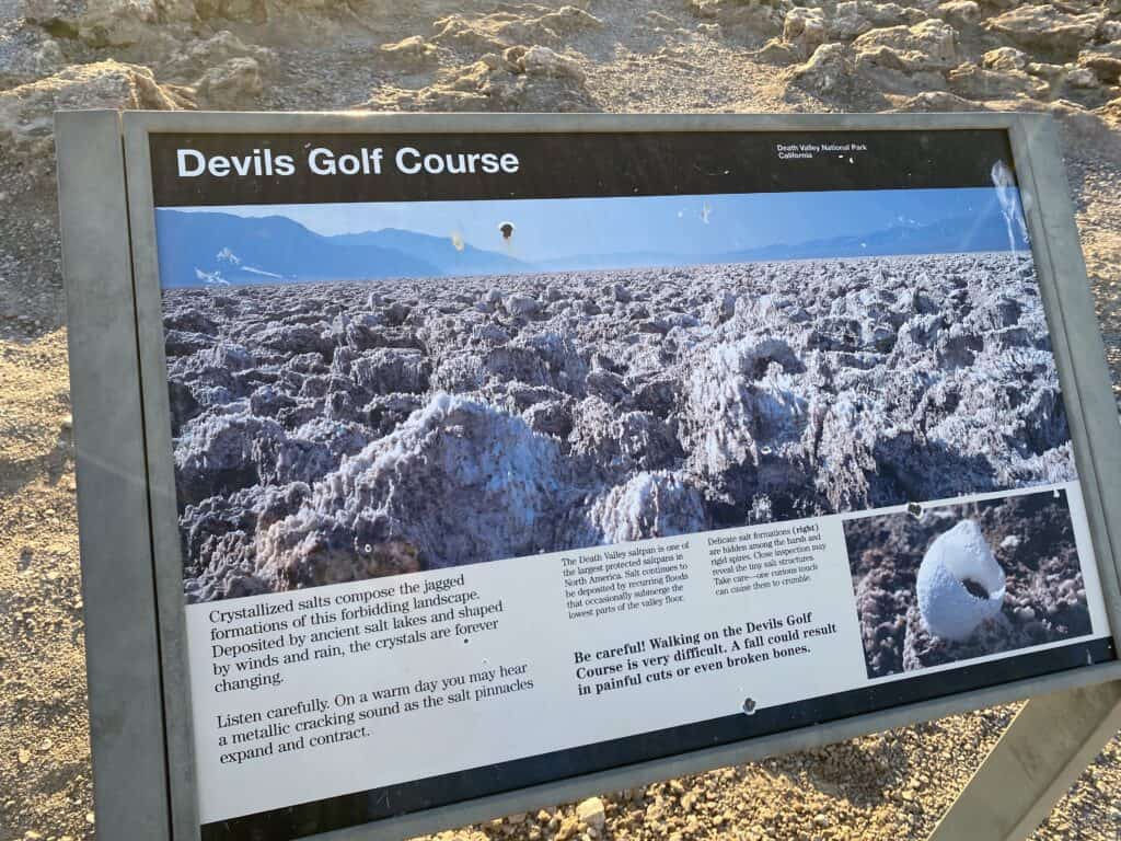 Information sign from National Park Service about Devil's Golf Course