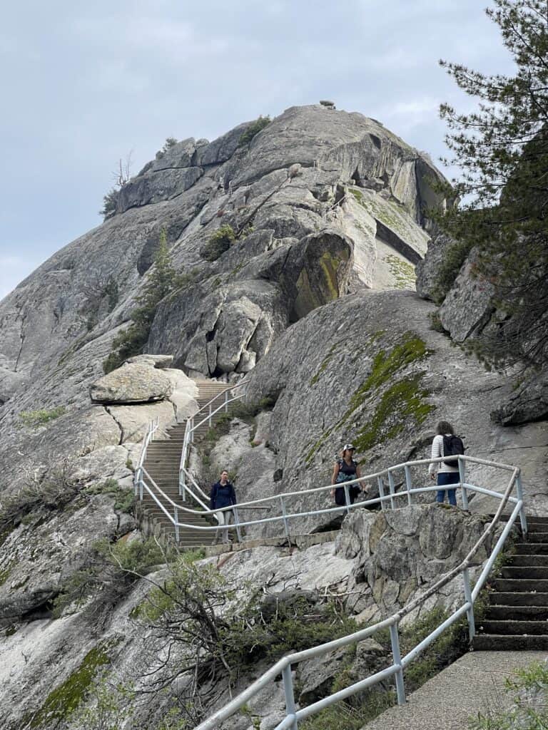 View of staircase going up Moro Rock at Sequoia National Park